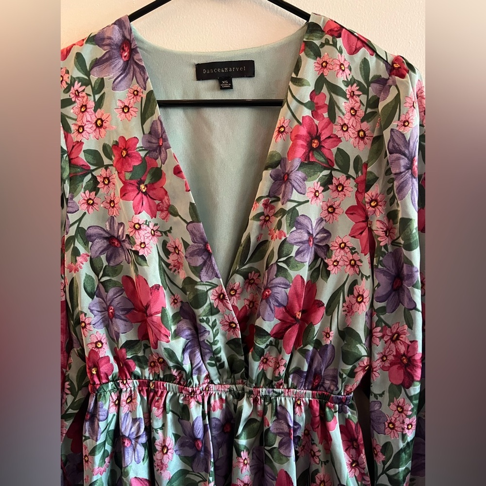 Dance & Marvel Floral Long Sleeve Dress - Pink and Purple - Picture 3 of 9